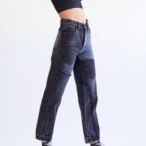 Revice Denim black jeans- patchwork